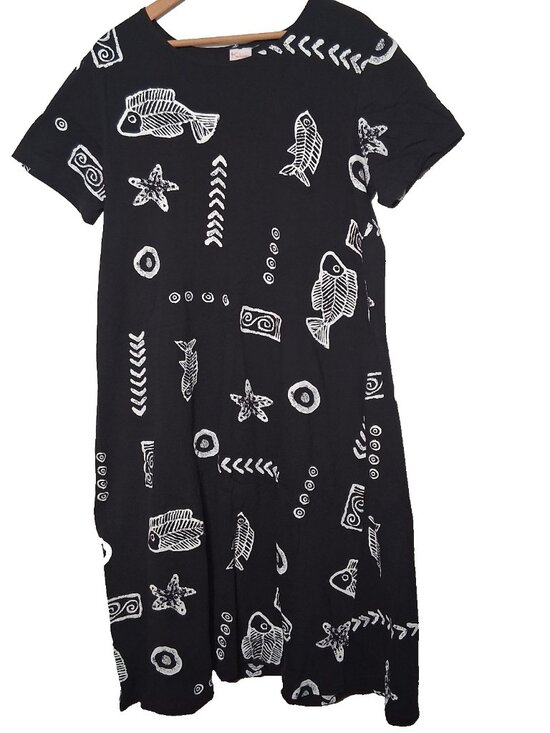 Kisses & Hugs Dresses & Skirts - Kisses And Hugs Dress XL Black Knit Cotton Black Fish Beach Vacation Coastal